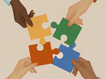 hands hold puzzle pieces